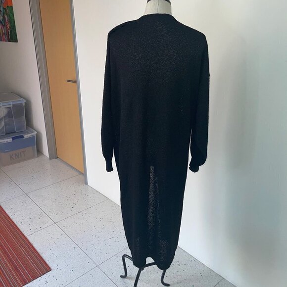 French Rags Vintage Womens Open Duster Cardigan Black Size 2 Medium Pure Rayon - Picture 12 of 13